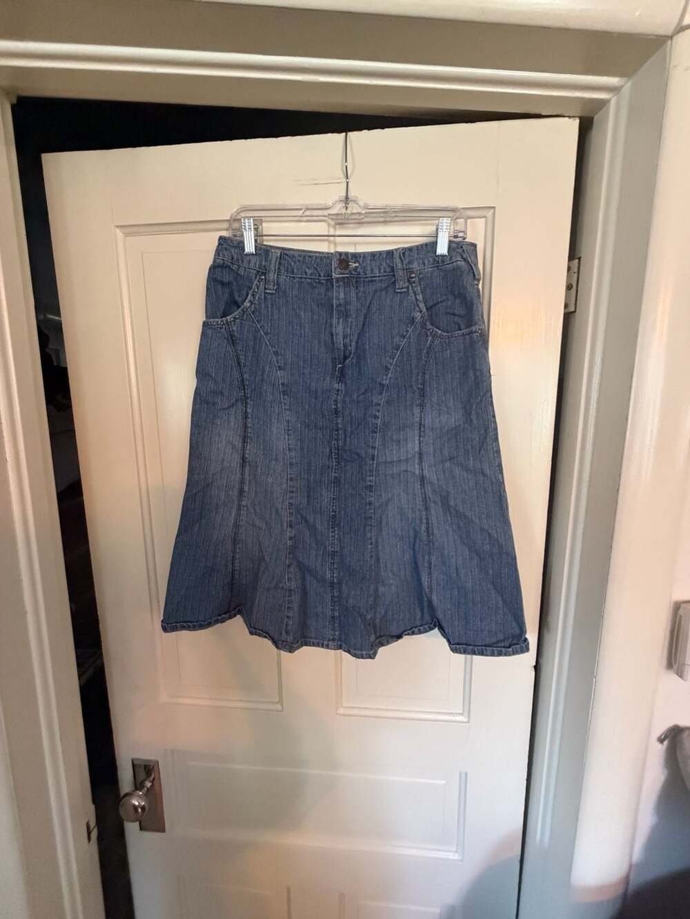 Chadwick's Vintage Denim Flared A-Line Midi Skirt Size 8